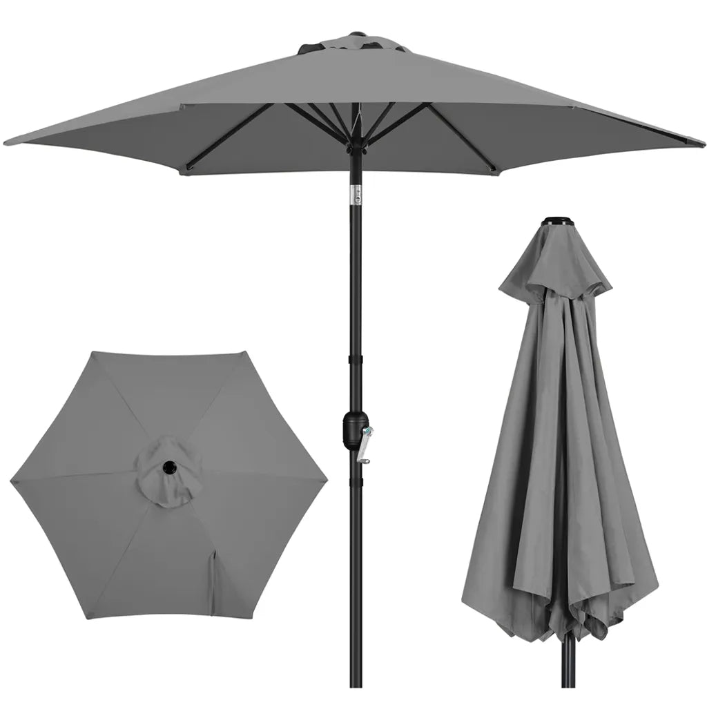 Yaheetech Tuinparasol met Kantelfunctie en Slinger - Grijs - Ø 269 x 241 cm