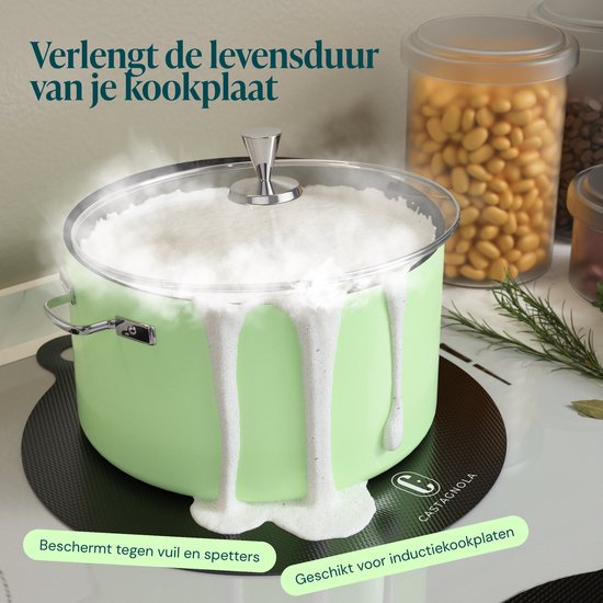 Castagnola Inductie Beschermer - Panbeschermer Hittebestendig tot 280ºC - Afdekplaat voor Kookplaat & Inductieplaat - Antislip Pannen Onderzetter Mat - Set van 4: 1x18cm, 2x22cm en 1x24cm