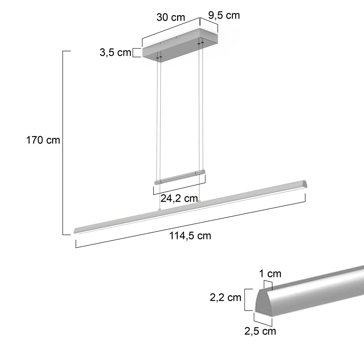 Steinhauer - hanglamp - Profilo - staal - acryl metaal - design lamp - LED - 3317ST