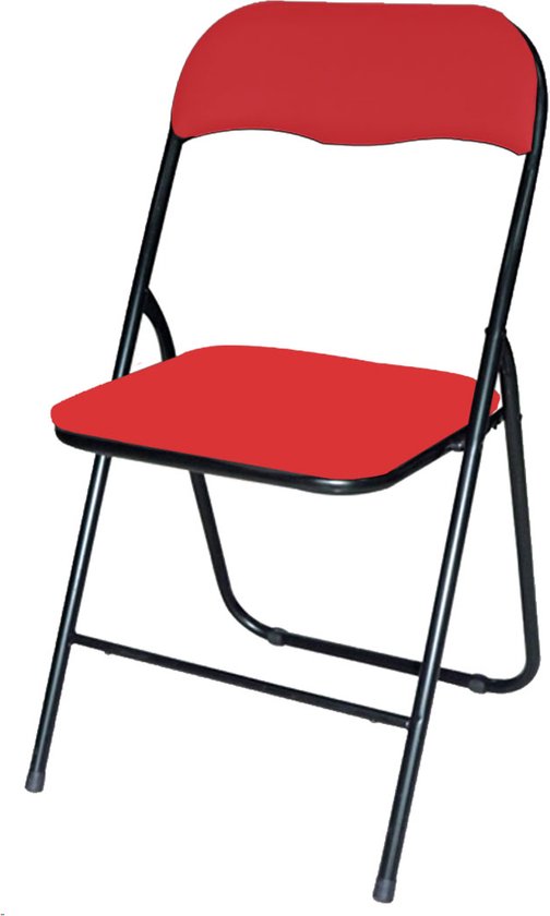 BRASQ Klapstoel Rood Zwart - Vouwstoel - Opvouwbare stoel 43x38x78 cm - PVC - Eettafelstoel