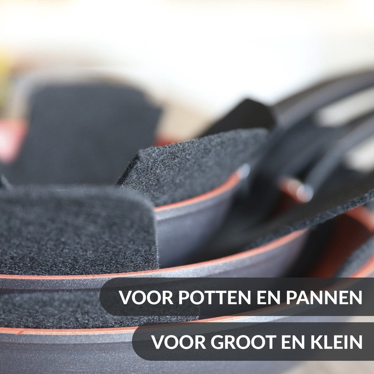 Chefarone Pannenbeschermers XXL - Tussenleggers Pannen en Potten - Beschermingsmatten - Wasmachinebestendig - Vilt - 5-delig - Zwart