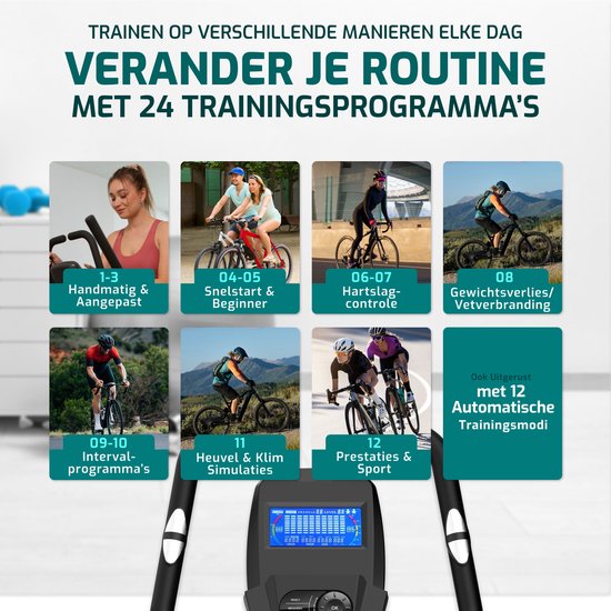FITAGE Hometrainer - Fitnessfiets met 32 Weerstandsniveaus - Tablethouder voor Bluetooth Kinomap & Zwift - Fiets Lage Instap, Ergonomisch & Stil - Hometrainers Fitness voor Thuis