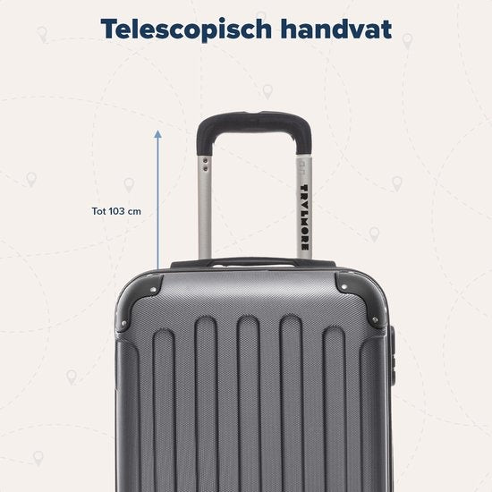 TRVLMORE Handbagage Koffer met Wielen - Cijferslot - 54x36x20cm - 38L - Donkergrijs