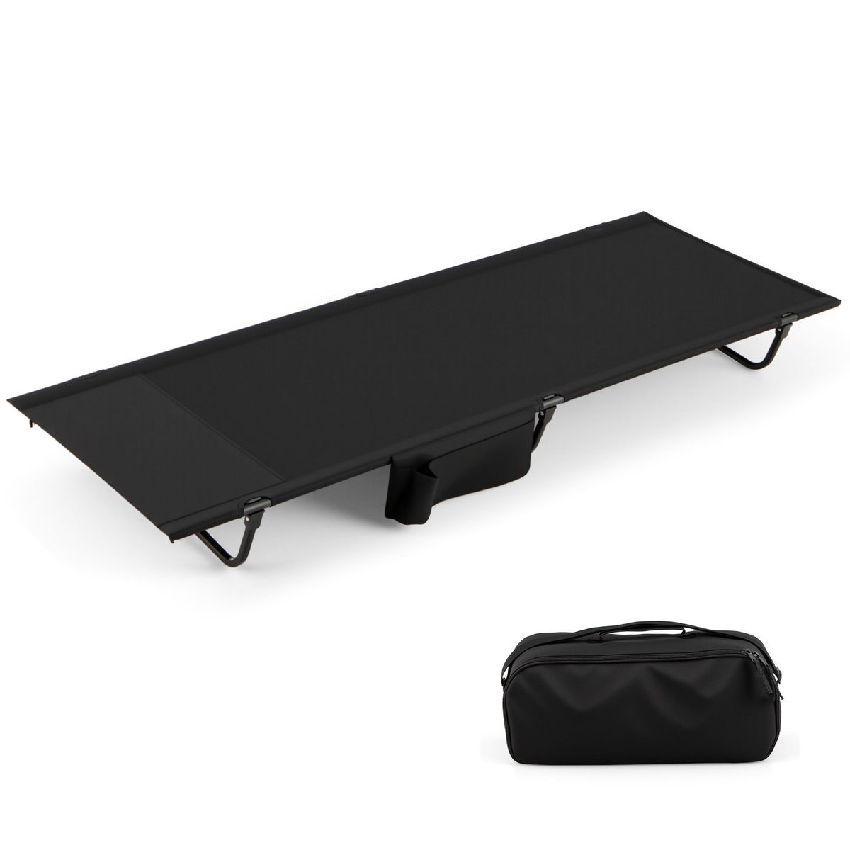 Coast Campingbed - ultralicht veldbed - opvouwbaar met zijvak - zwart