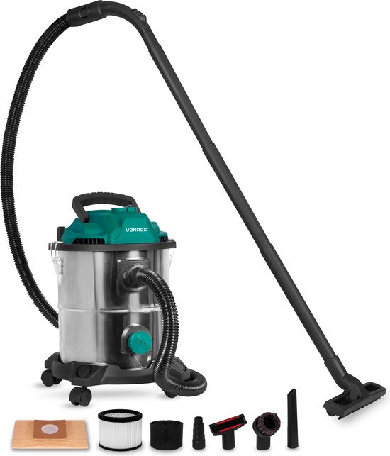 VONROC Nat- en droogzuiger – Alleszuiger - Stofzuiger – 1400W – Blaasfunctie – 20L tank – 3m slang - 6m stroomkabel