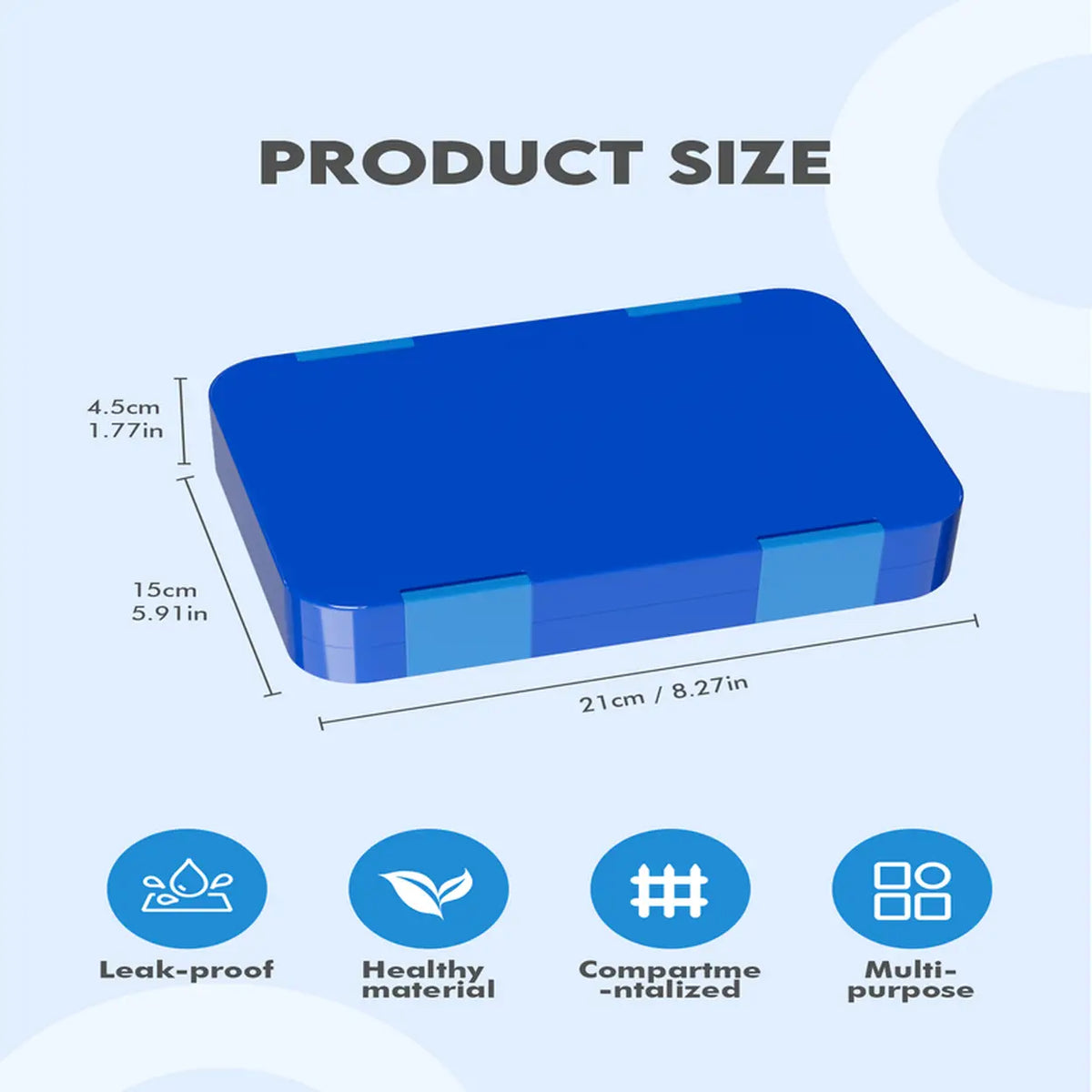 Meoky Lunchbox 5 Compartimenten met Dubbele Sluiting - Blauw