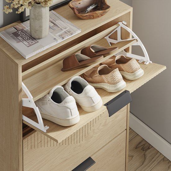 SoBuy Schoenkast - Ladekast - Smal design - 3 laden - 120x24x60 cm | FSR213-N