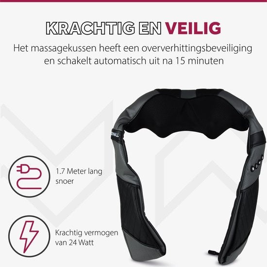 Northwall Shiatsu Massagekussen - Nekmassage apparaat - Infrarood Warmtefunctie - Massage Kussen met Luxe Draagtas