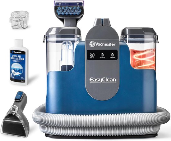 Vacmaster Easyclean Thermo - Verwarmde Tapijtreiniger - Vlekkenreiniger Verwarmbaar tot 50 °C - Reinigingsmachine met Verwarmingsfunctie - Meubelreiniger 1200W - Zetelreiniger met Schoonmaakmiddel