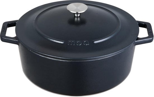MOA Gietijzeren Braadpan C30B - Inhoud 7,2 liter - 30CM - Rond - Alle warmtebronnen - Ook voor inductie - 31.2 x 38.1 x 15.5cm - Zwart