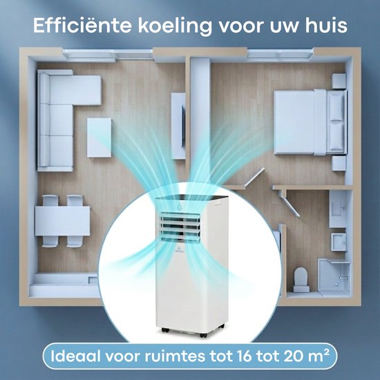 Aironex Mobiele Airco 7000 BTU – App & Afstandsbediening – Stil & Compact – Mobiele Airconditioner met Raamafdichting - Mobiele Airco voor Slaapkamer, Woonkamer, Kantoor