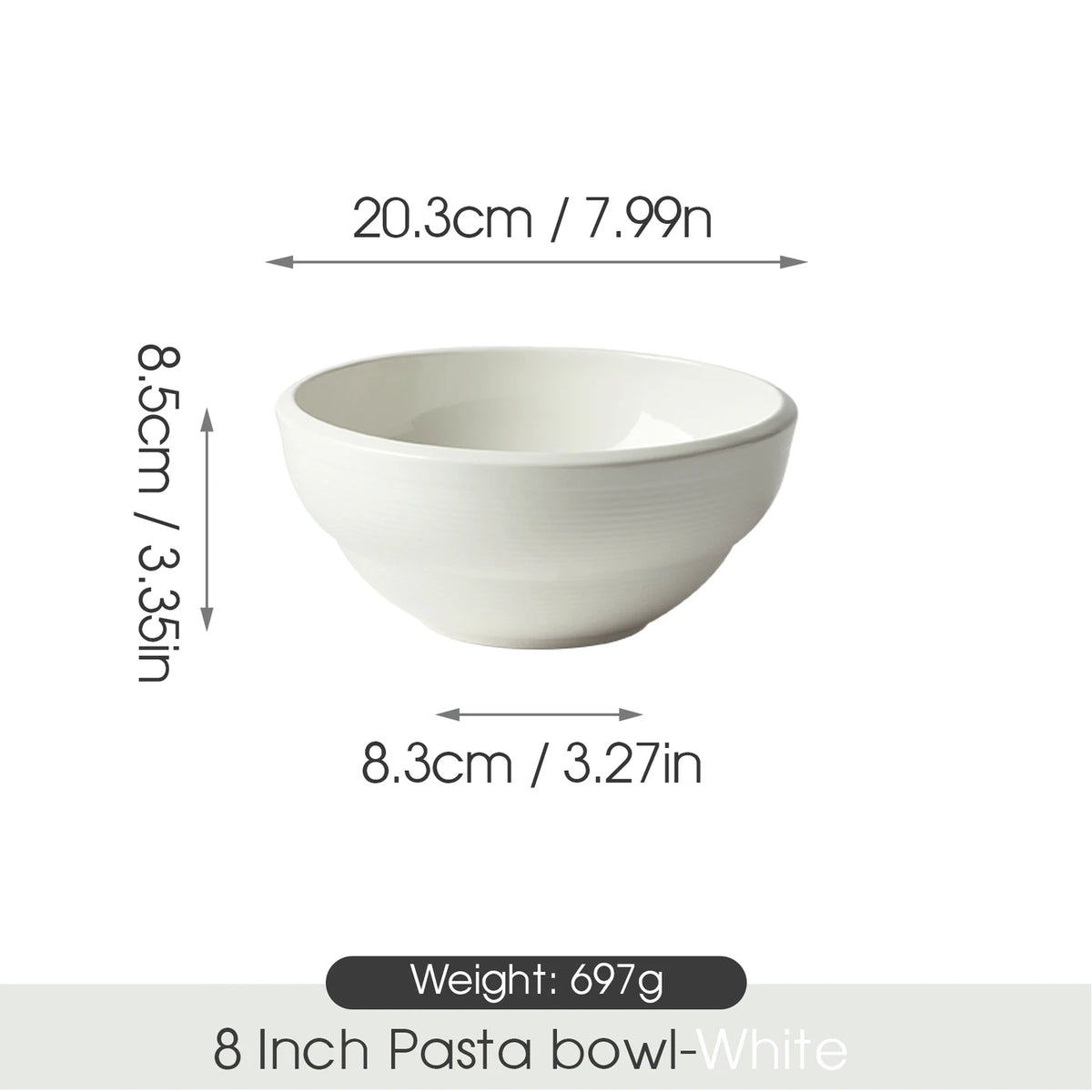Jiwoo ZEN Soepkommen Set van 6 - 20 cm (8 inch) - Wit