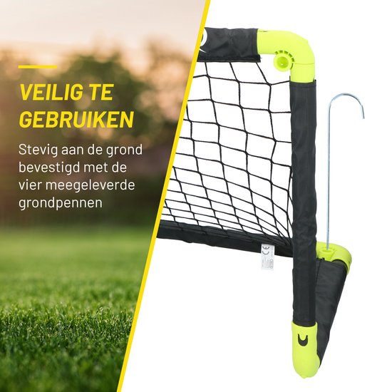 Dunlop Voetbaldoel 50 x 44 x 44 cm - Voetbaldoeltjes Set van 2 - Voetbalgoal Opvouwbaar - Voetbal Goal Makkelijk Opbergen - Voetbal Training Goals voor Kinderen - Kunststof - Zwart/ Geel