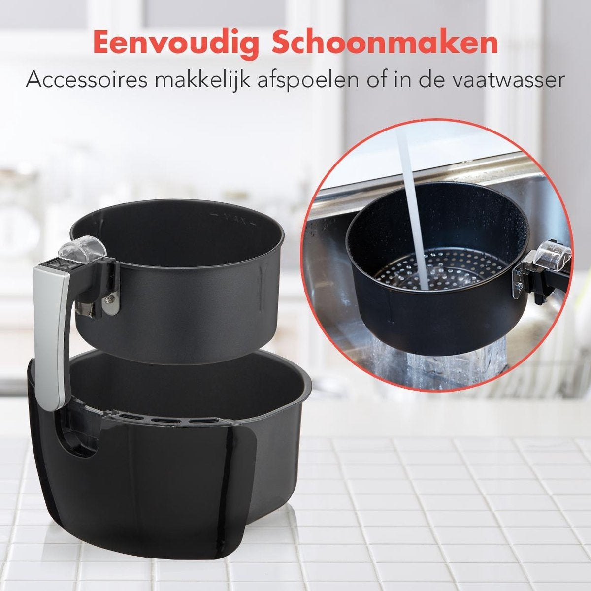 KitchenBrothers Airfryer - Heteluchtfriteuse - 1300W - 3,5L - Zwart