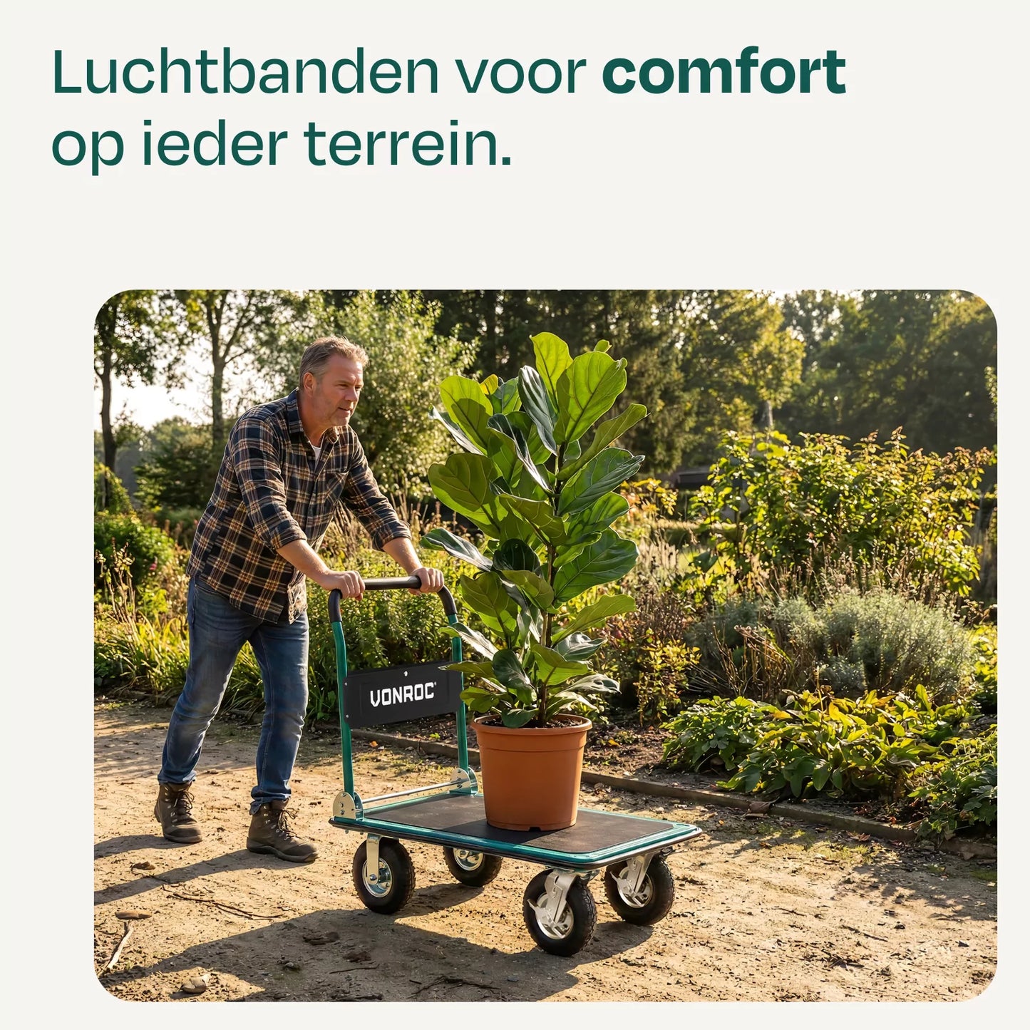 Wielen met luchtbanden - Set van 4 - Voor Plateauwagen TT503XX - Transportwielen - Comfortabel & Schokdempend