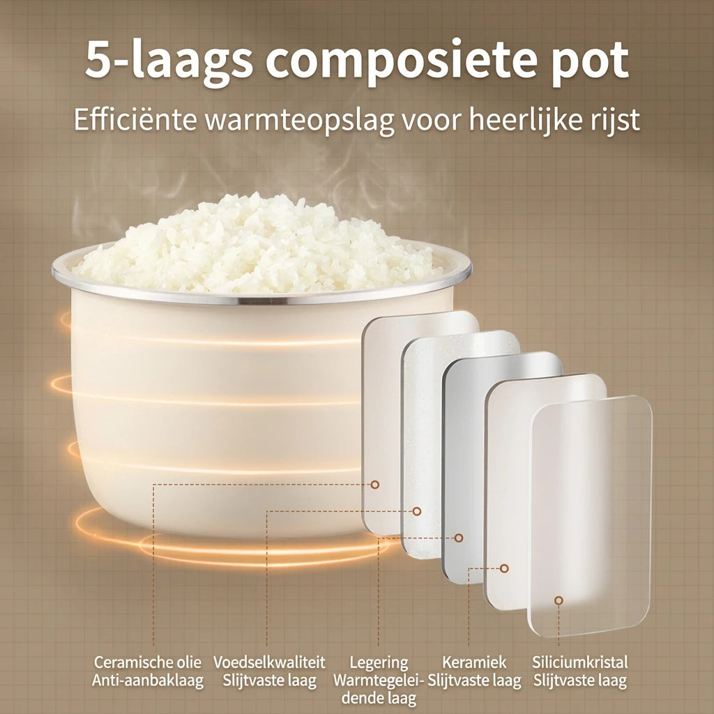Ochama rijstkoker - 2 liter - 500 W - 7 functies