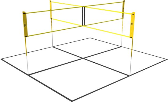 Umbro Sportnet - Spelletjes Set - 168 x 400 CM - 4 Vakken - Volleybalnet - Badminton - Voetvolley - Crossnet - Zwart/Geel