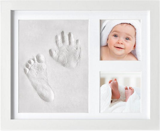 Frummel Baby Fotolijstje met Klei Afdruk (Gipsafdruk baby) - Beter dan gips afdruk - Klei Afdruk Baby Voet en Hand - Kraamcadeau Meisje / Kraamcadeau Jongen - Babyshower