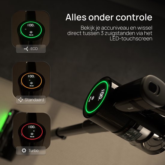 Skrub Steelstofzuiger Draadloos 500W - 60 Min - 32kPa - HEPA H13 - Kruimeldief - Snoerloze Stofzuiger zonder zak