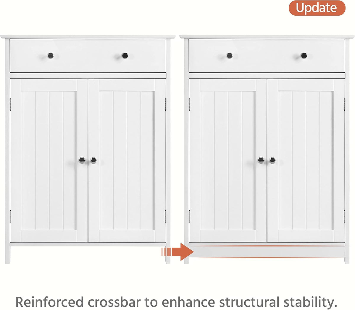 Yaheetech Badkamerkast 60 x 30 x 80 cm - Wit - 2 Deuren - Grote Lade - Verstelbare Planken