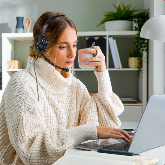 Headset met Microfoon voor Laptop en PC - Business Headset - Koptelefoon voor Video Bellen - USB