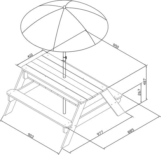 AXI Nick Zand & Water Picknicktafel in Regenboog kleuren - Verstelbare Parasol - FSC hout - Picknick tafel voor kinderen van hout