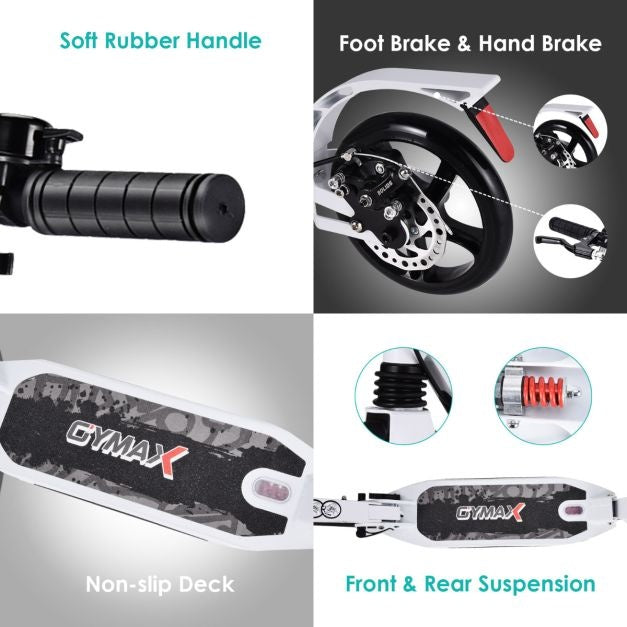 Coast kick scooter met de bel en ondersteuning van riem scooter scooter rolhoogte verstelbare scooter opvouwbaar wit wit