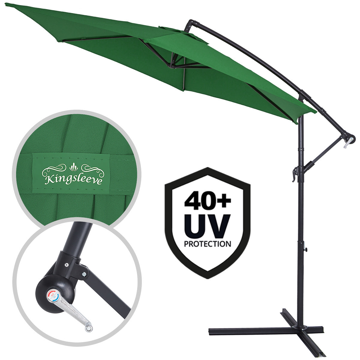 Kingsleeve Zweefparasol - Ø330cm UV-Bescherming 50+ Slinger - Groen