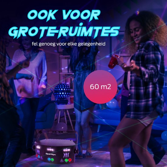 Sparklyn Professionele Disco Laser met 15 Eyes - 120 lichtcombinaties - Afstandsbediening - DMX Bestuurbaar - Discolamp - Zwart