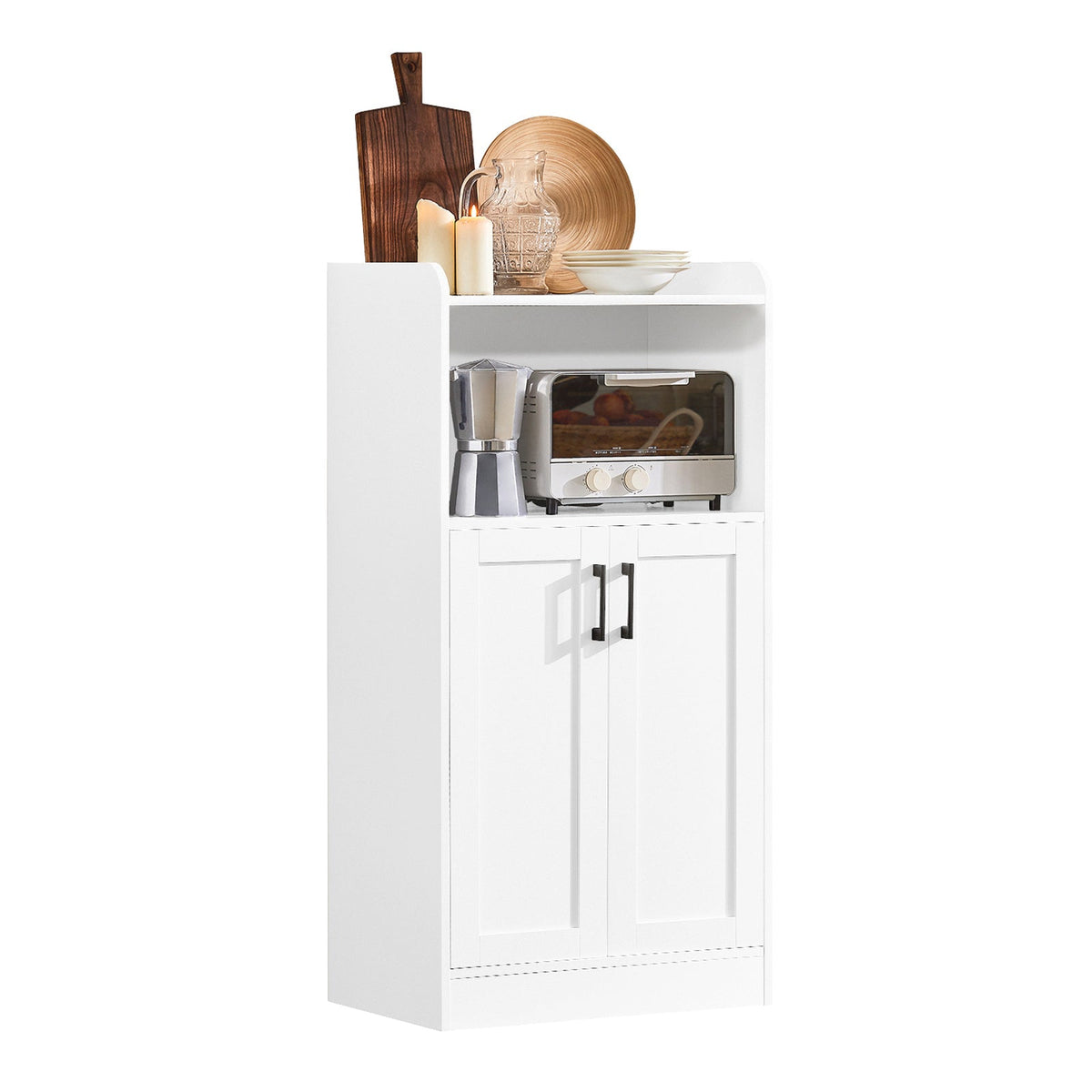 SoBuy Keukenkast – Met Deuren & Open Compartiment – max. 60 kg – 60 x 40 x 120 cm – Wit