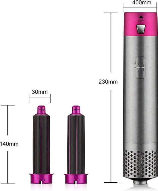 5in1 Föhnborstels & Krulborstel - Föhnen/Krullen/Steil Maken/Styling - 1000w - Grijs Rood