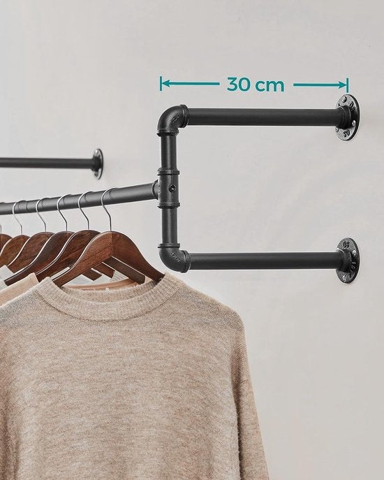 kledingrek - Kledingstang zwart metaal - Kledingroede industrieel design