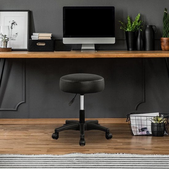 Casaria Verstelbare Draaikruk - 46/60cm Zithoogte – 1 Stuks Zwart
