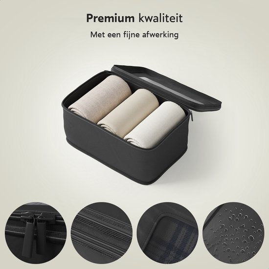 ONYX Compressie Packing Cubes - 5 stuks - Koffer Organizer Set - Compressie rits - Voor koffers en tassen - Bagage & Backpack Compression - Zwart