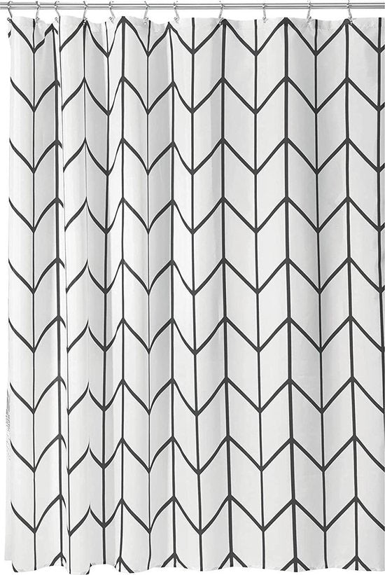 Douchegordijn Badkamer Accessoires - Visgraad - Zwart/Wit- 180x200 cm