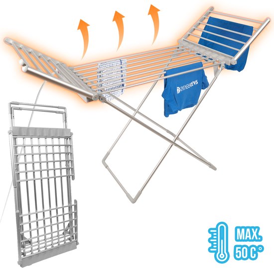 SIlvergear Elektrisch Droogrek - Verwarming - 147 x 54 x 94 cm - Wit