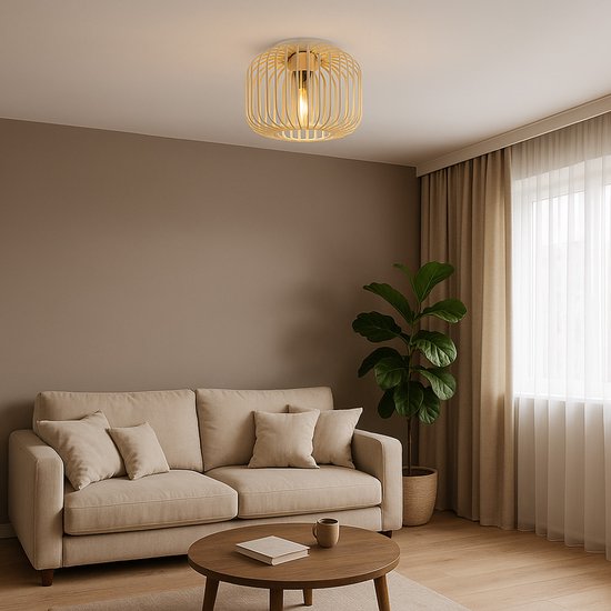 Plafonniere - beige - ALFRED - metaal - Ø 28cm - E27 - 15758D - Globo