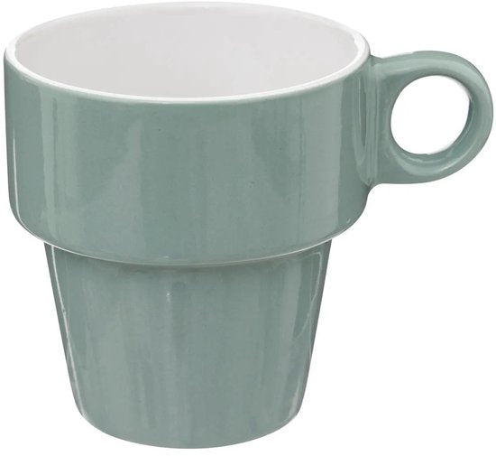 Secret de Gourmet Koffie mokken/bekers Colorama - 6x stuks in metalen rekje - Keramiek - glans afwerking - 260 ml - 8 x 9 cm