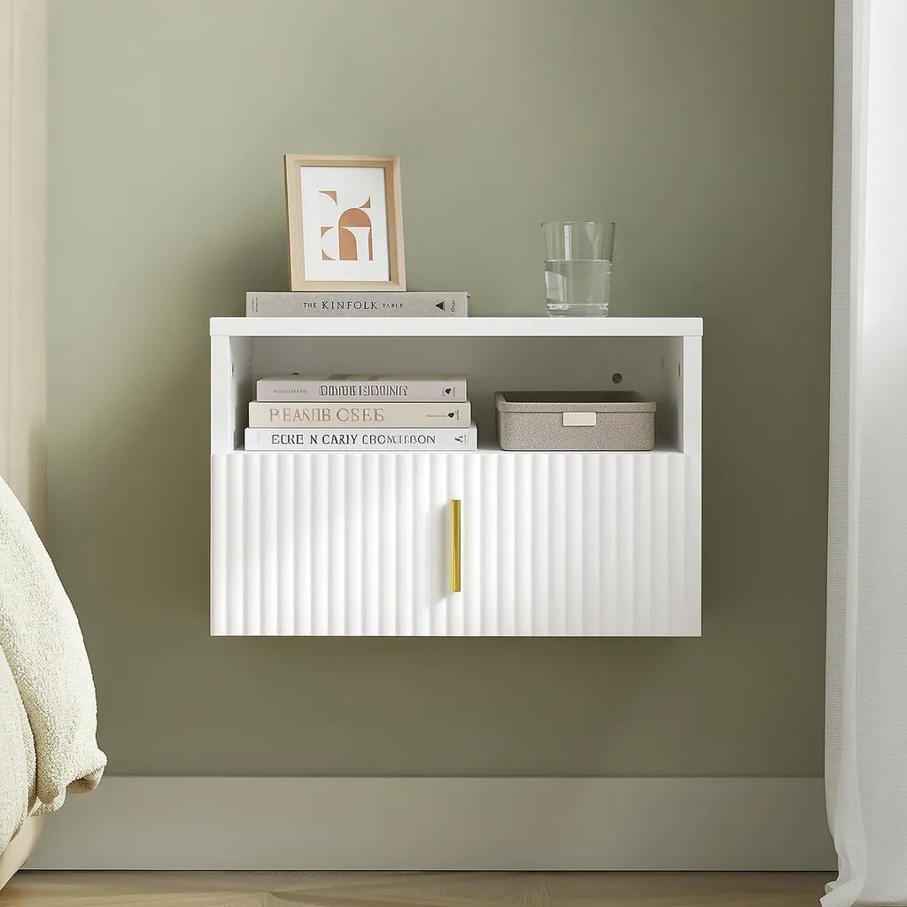 SoBuy Nachtkastje FBT176-E-W - Wit - 40 x 30 x 26 cm - Met Lade en Open Plank