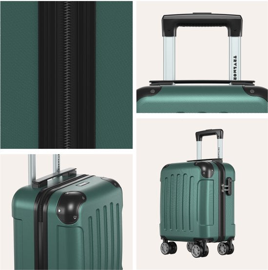 TRVLMORE Handbagagekoffer - 40x30x20 cm - Underseater - 24L - Cijferslot - 4 Wielen - Donkergroen