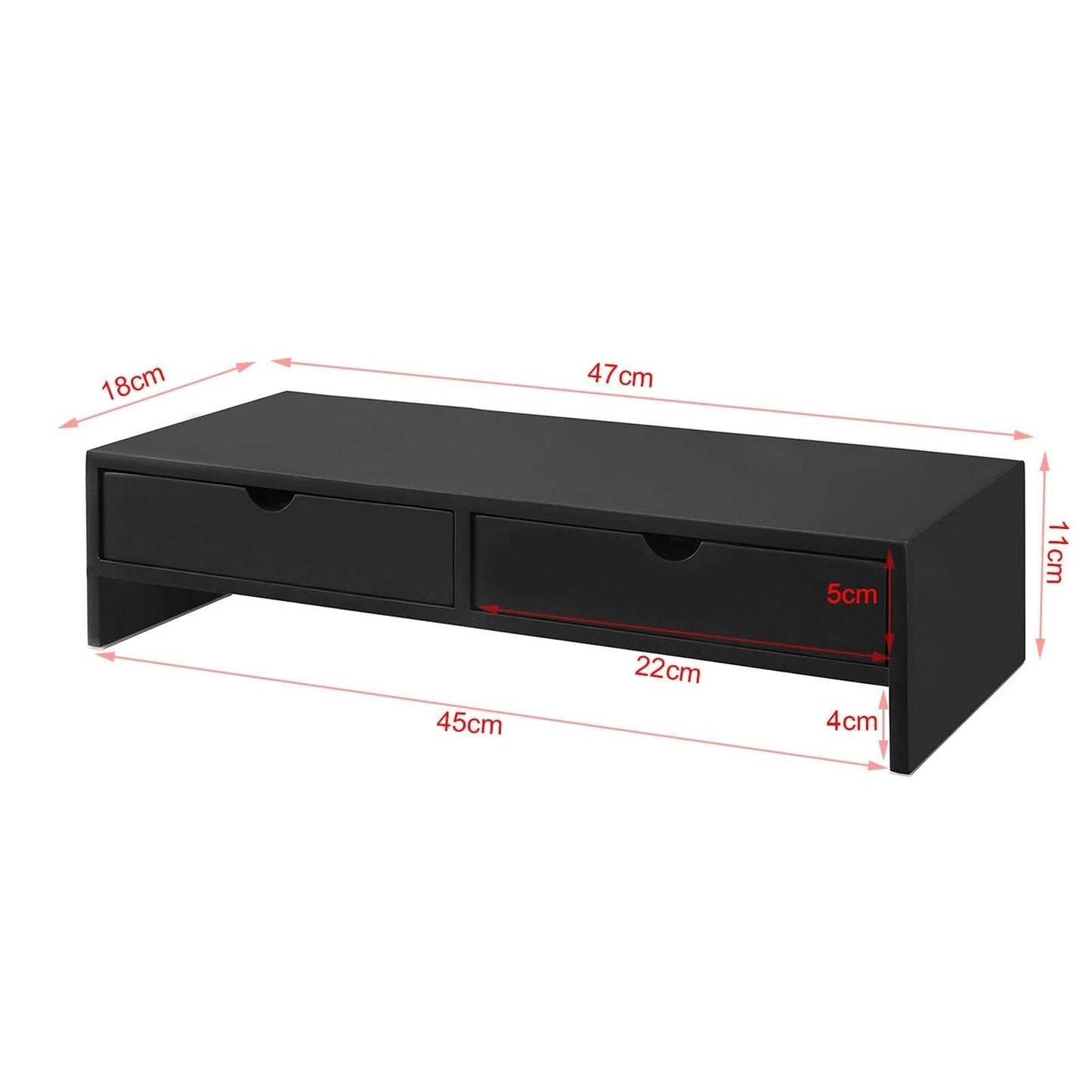 SoBuy BBF02-Sch Monitorstandaard Computerstandaard Bureau-organizer met 2 Laden - 47x11x18cm (Zwart)