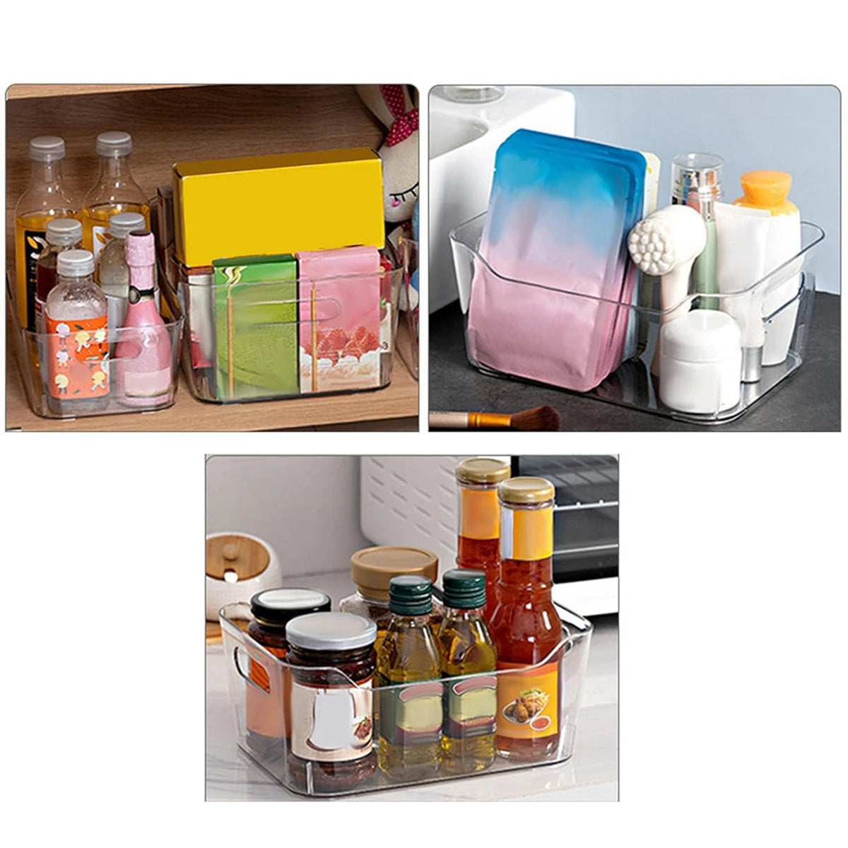 WhereHike Transparante Opbergdoos met Handvat Set van 4 – Large – Kunststof