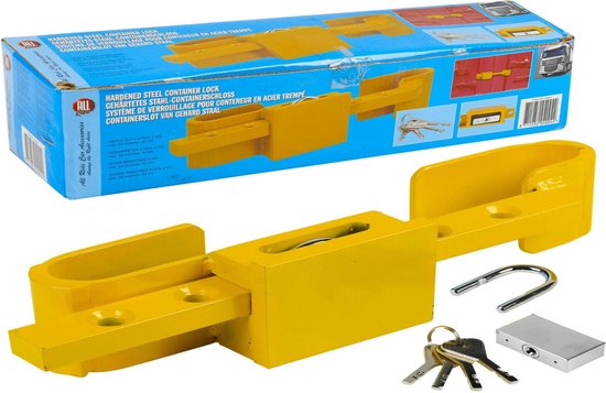 All Ride Containerslot 5KG - Container- en Trailerslot - Verstelbaar 23 tot 43 CM - Gehard Staal - Incl. 3 Reserve Sleutels - Geel