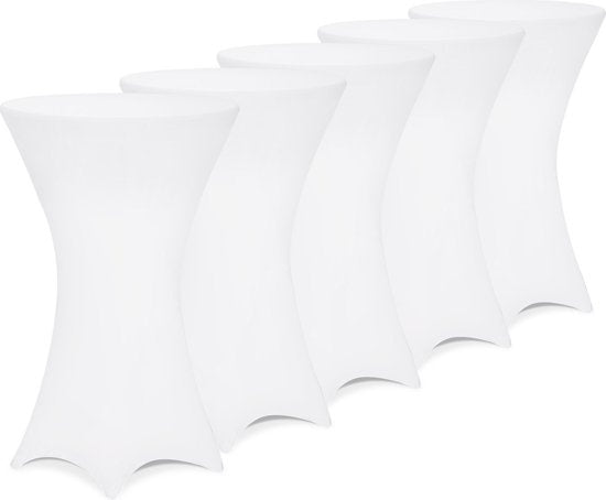 Statafelrok – 5 Stuks Ø 80-85cm Stretch - Wit