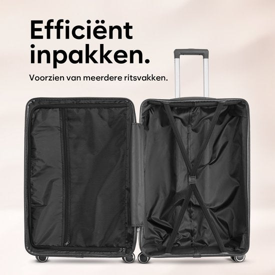 SC Travelin' Charm – 28-inch Grote Reiskoffer - Cijferslot - 41x24x69 cm - 98L - Lichtgewicht, Waterdicht & Duurzaam - Antraciet V2