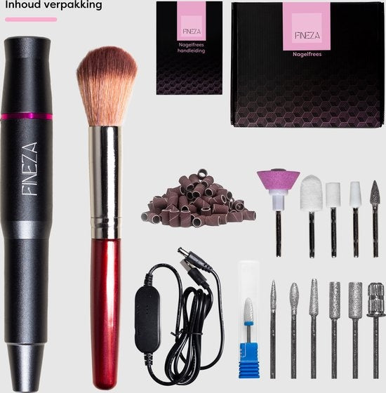 Fineza Elektrische Nagelfrees Set met Bitjes – Manicure & Pedicureapparaat – Nagelvijl - Antraciet