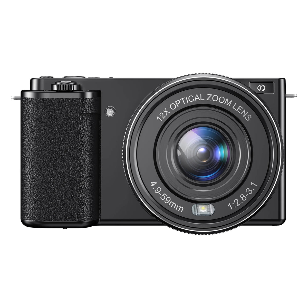 <KOMERY W6 Digitale Camera – 64 MP – 4K Ultra HD – 12x Optische Zoom – Wifi – Autofocus – Zwart