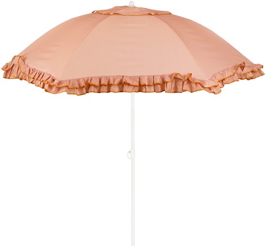 Mica Decorations Kantelbare Parasol met Ruches - Stokparasol 238 x Ø195 cm - Tuin of Balkonparasol - Polyester, Staal - Perzik