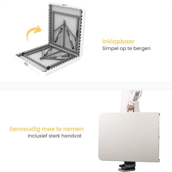 Goliving Klaptafel – Inklapbaar & Weerbestendig – max. 100 kg – 122 x 60 x 74 cm – Wit