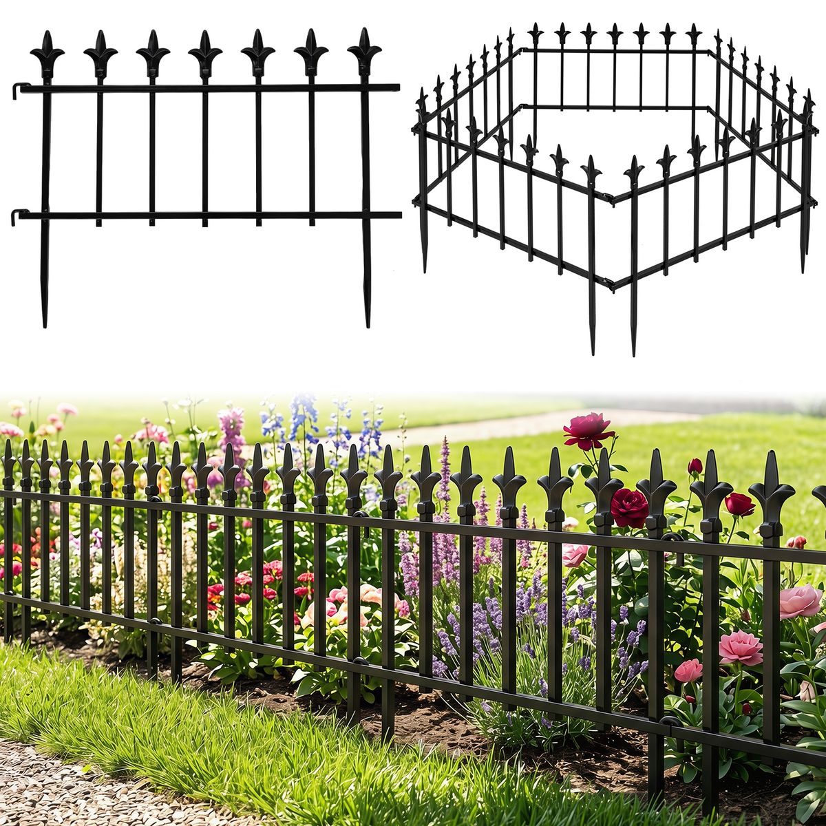 Coast Tuinhekset - 5-delig metalen opvouwbaar hek - flexibel en decoratief - zwart 56 x 44 cm